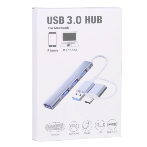 HUB 4 PUERTOS USB-A METALICO