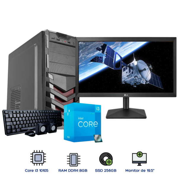 PC + CPU CORE I3-10105 SSD 256GB 8GB RAM + MONITOR 19.5 LG