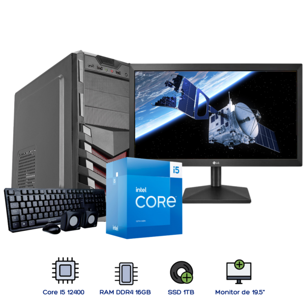 PC CPU CORE I5-12400 DISCO SSD 1TB 16GB RAM + MONITOR
