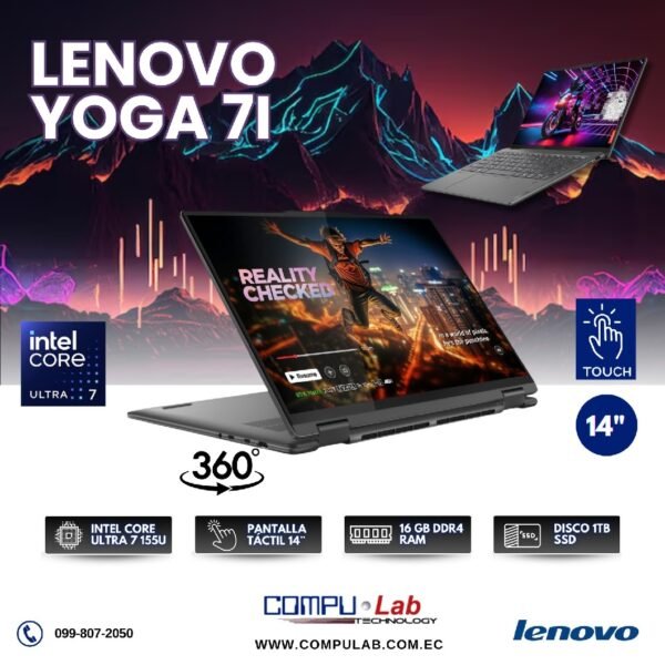 LENOVO YOGA 7I/14"2K/ULTRA7 155U/16GB/1TB SSD/TOUCHSCREEN/WIN11/INGLES