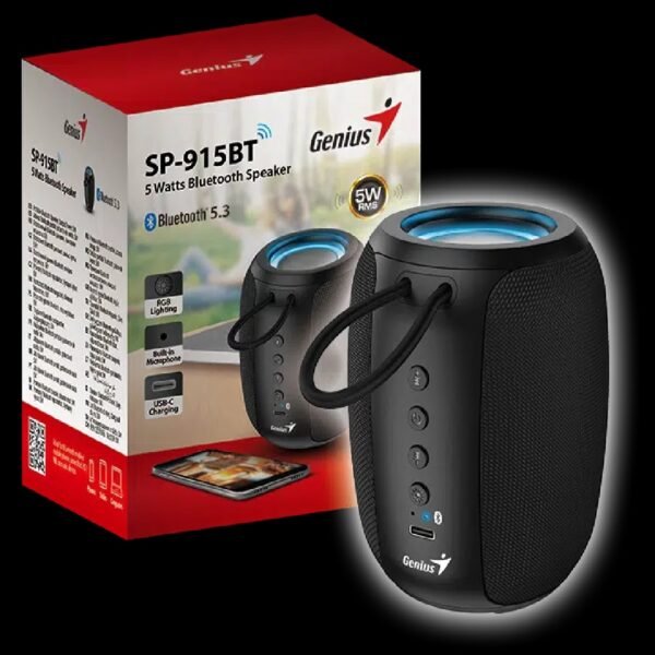 PARLANTE GENIUS SP-915T 5W BT BLACK LED-RGB