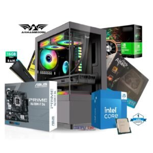 CPU GAMER INTEL I5-14400F/ SSD 500GB NVME/ 16GB RAM/ MB H610/ CASE GAMER/ VIDEO GTX 750TI 4GB/ F de PODER GAMING 1050W