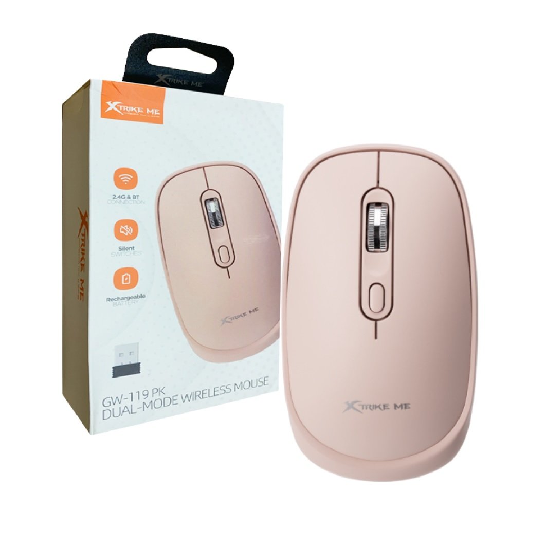 MOUSE XTRIKE ME GW-119PK WIRELESS BT 3.0 BT 5.0 PINK / RECARGABLE