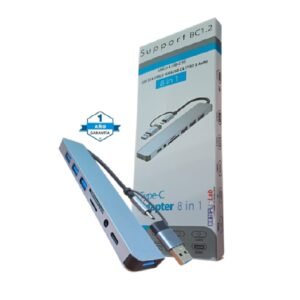 HUB 8 EN  1 USB-A/C A 4USB/SD/SD AUDIO/USB-C SILVER