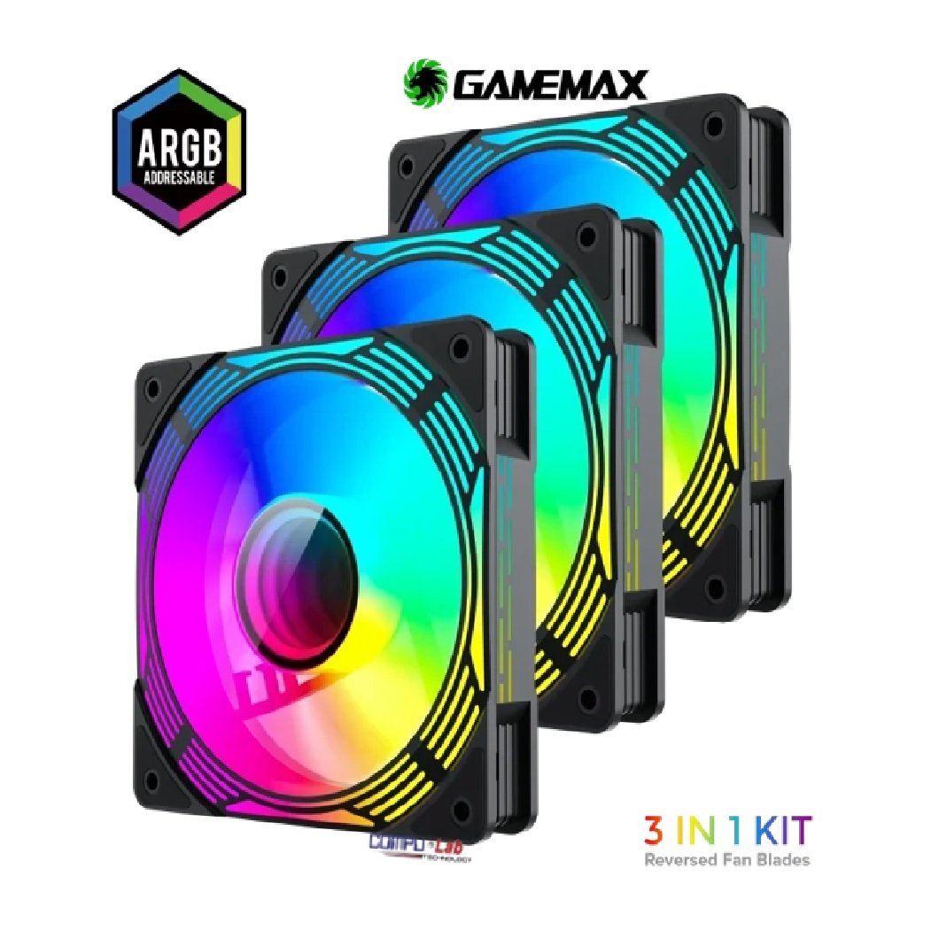 VENTILADOR GAMEMAX KF300R KIT 3EN1 BLACK PARA CASE - Imagen 2