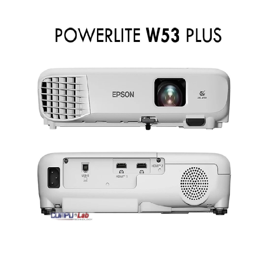 PROYECTOR EPSON POWERLITE W53 PLUS 3LCD 4000 LUMENES 2HDMI USB-A BLANCO - Imagen 2