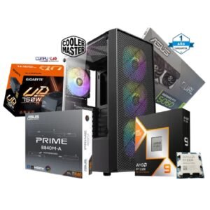 CPU RYZEN 9 9900X/ MB B840/ 16GB DDR5/ SSD 1TB/CASE COOLER MASTER /RTX 5060 8GB/FUENTE 750W CERTIF
