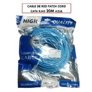 CABLE DE RED PATCH CORD CAT6 RJ45 20M AZUL