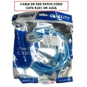 CABLE DE RED PATCH CORD CAT6 RJ45 3M AZUL