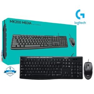 TECLADO+MOUSE LOGITECH MK200 USB RESISTENTE A SALPICADURAS BLACK