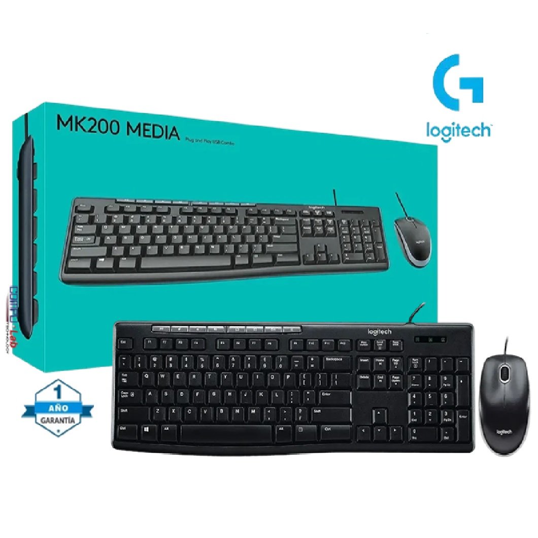 TECLADO+MOUSE LOGITECH MK200 USB RESISTENTE A SALPICADURAS BLACK