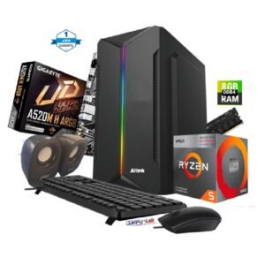 CPU AMD RYZEN 5 5600GE/ SSD 256GB/ 8GB RAM /MB A520M-K/CASE/ TECLADO/ MOUSE/ PARLANTES